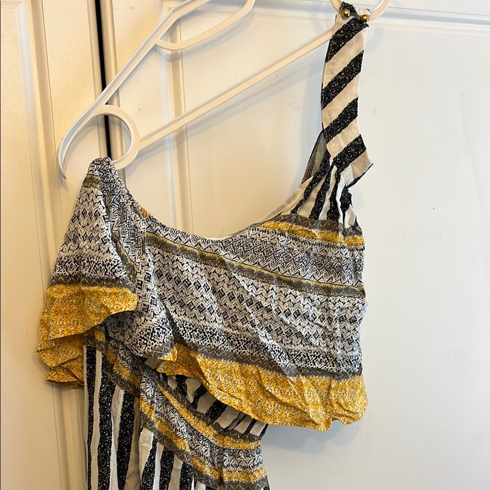 Striped One-Shoulder Dress with Ruffle - Picture 2 of 2